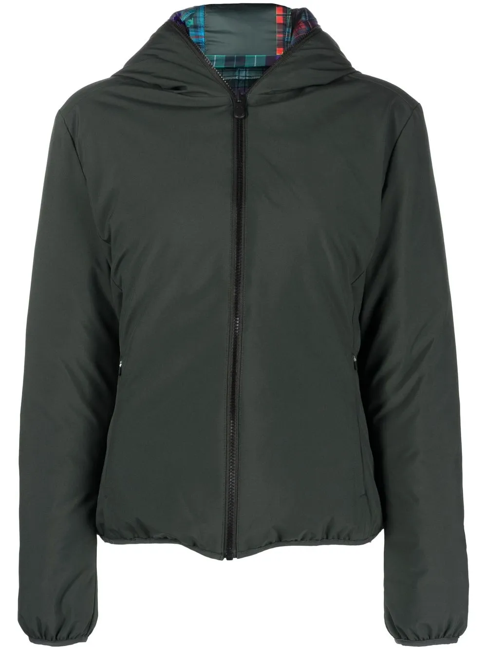 Save The Duck Padded Hooded Zip-up Jacket In Green