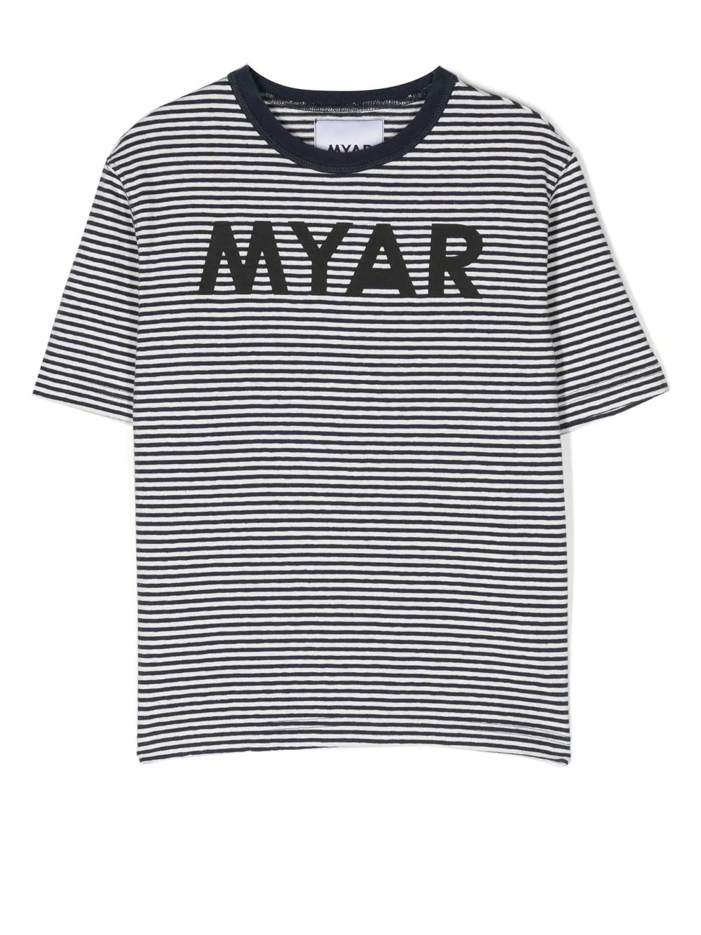 

MYAR KIDS logo-embroidered striped T-shirt - Blue