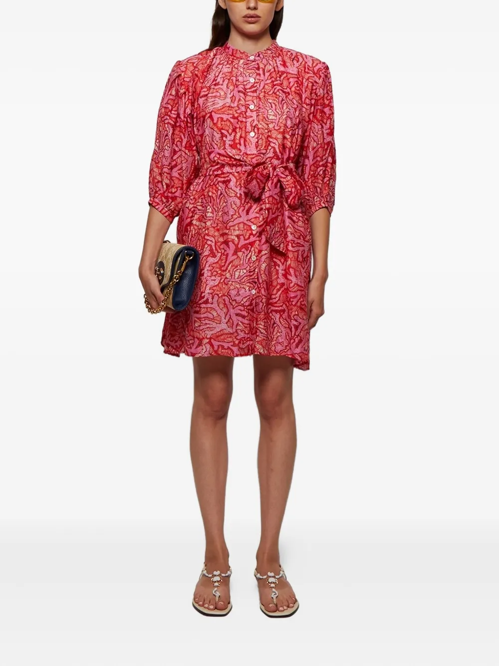 Chufy belted mini shirt dress - Roze