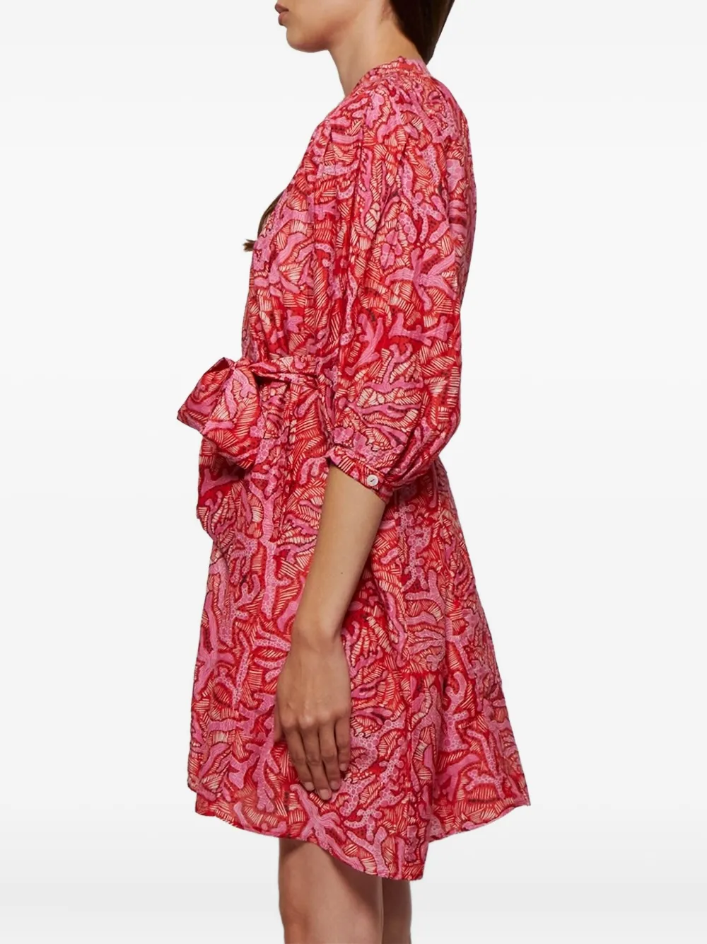 Chufy Belted Mini Shirt Dress In Pink