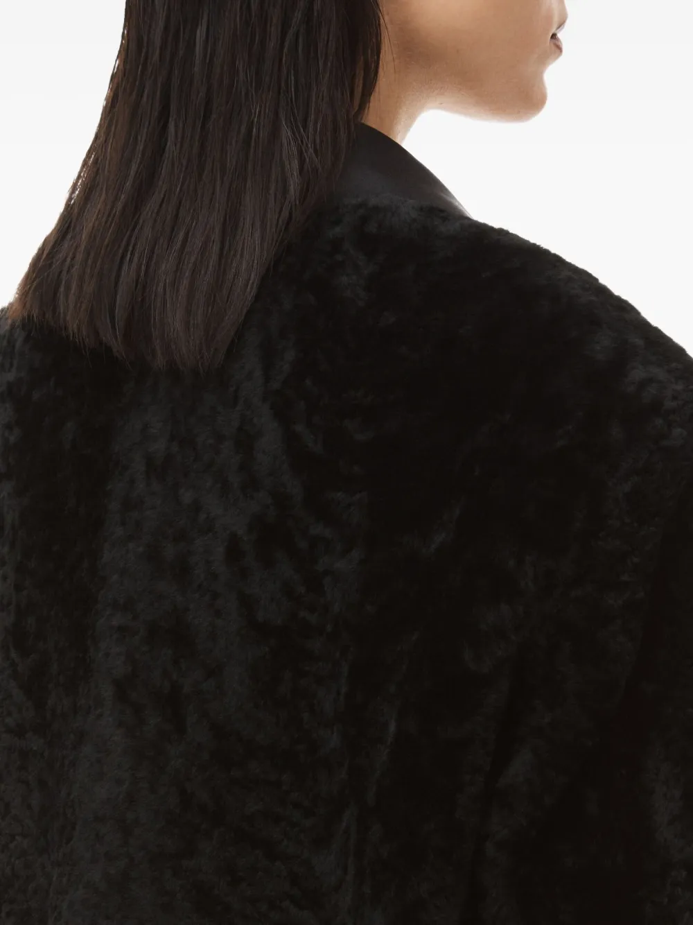 Alexander Wang Shearling Tuxedo Coat In Black