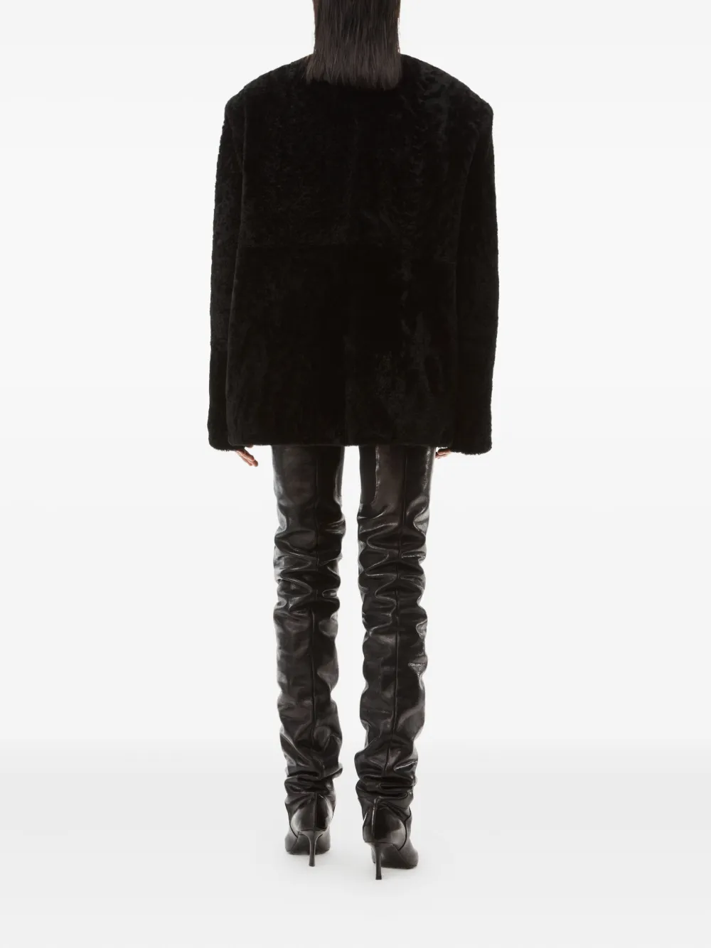 Alexander Wang Shearling Tuxedo Coat In Black