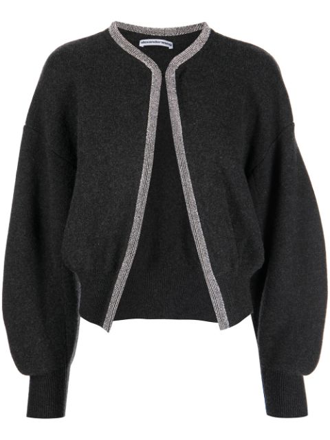 Alexander Wang - CROPPED CARDIGAN WITH CRYSTAL TUBULAR NECKLACE