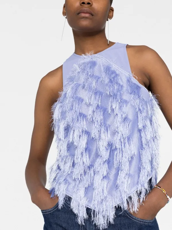 GANNI fringe-detail Sleeveless Top | Purple | FARFETCH