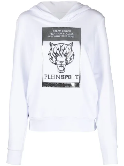 Plein Sport metallic logo-print hoodie