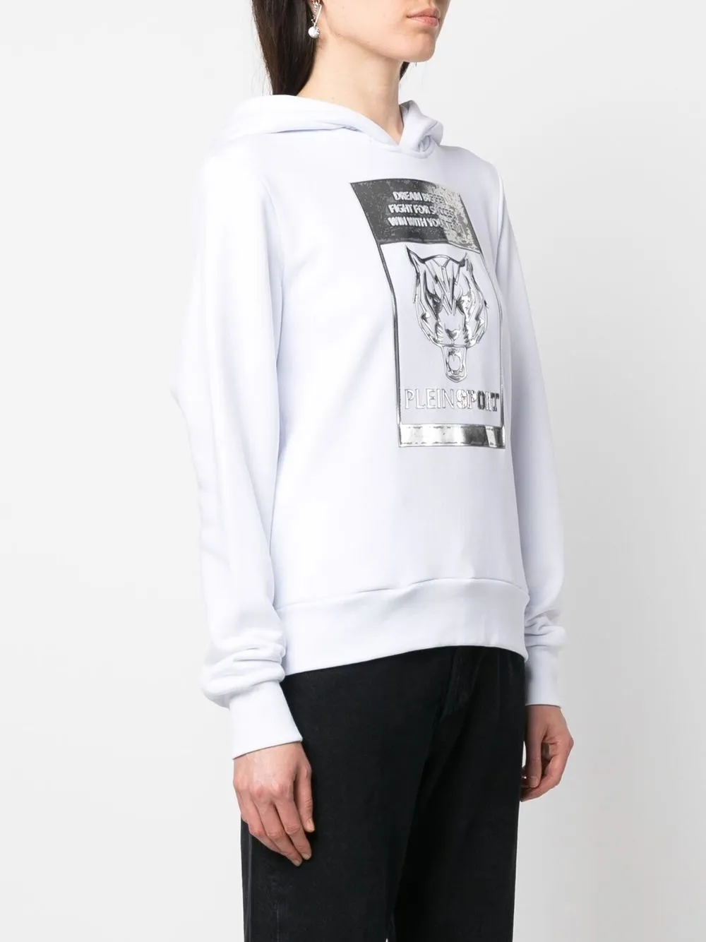  Plein Sport Hoodie Mit Metallic Print   Weiß 