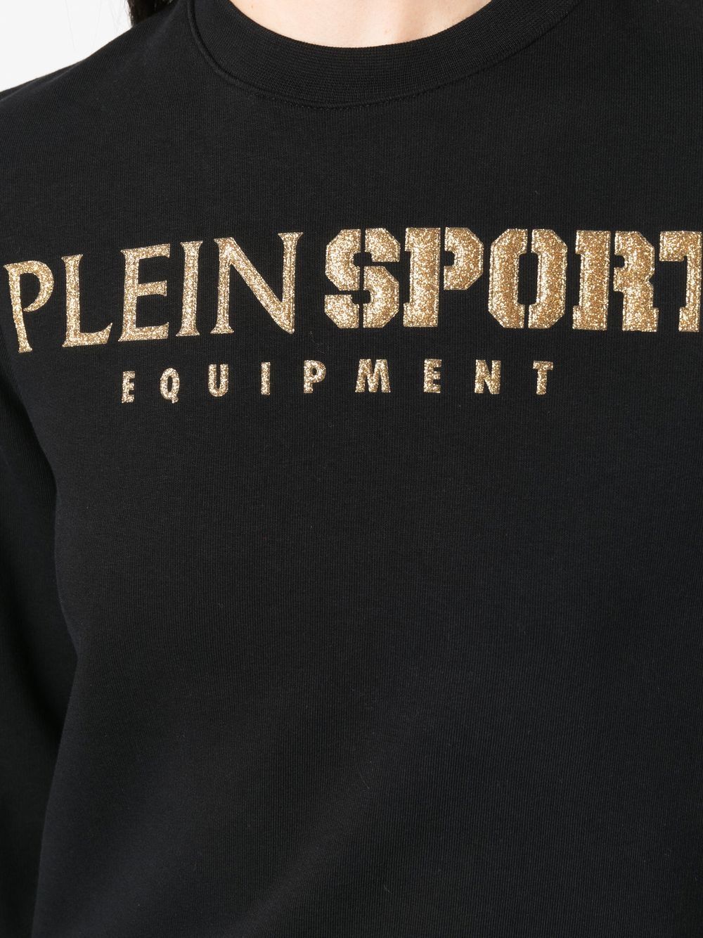 Shop Plein Sport Glitter-logo Crew-neck Sweatshirt In Black