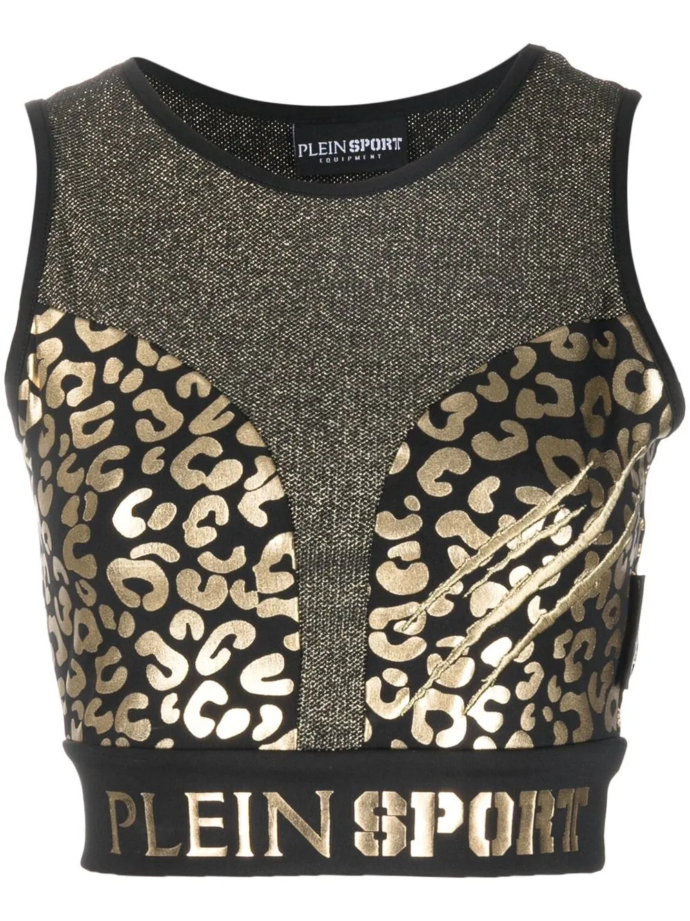 

Plein Sport metallic leopard-print crop top - Gold