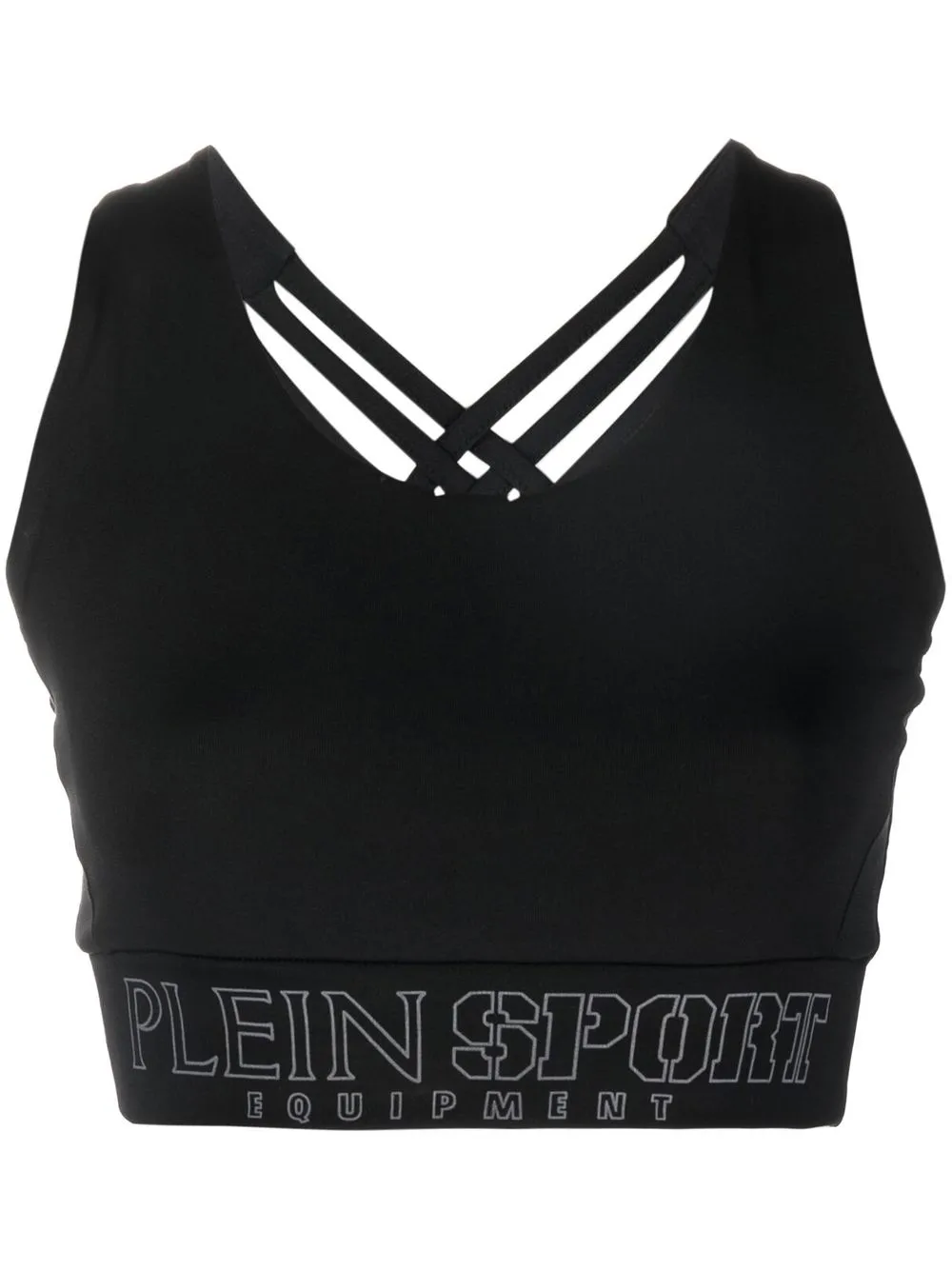 

Plein Sport top corto con banda del logo - Negro