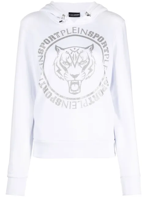 Plein Sport logo-print tiger hoodie