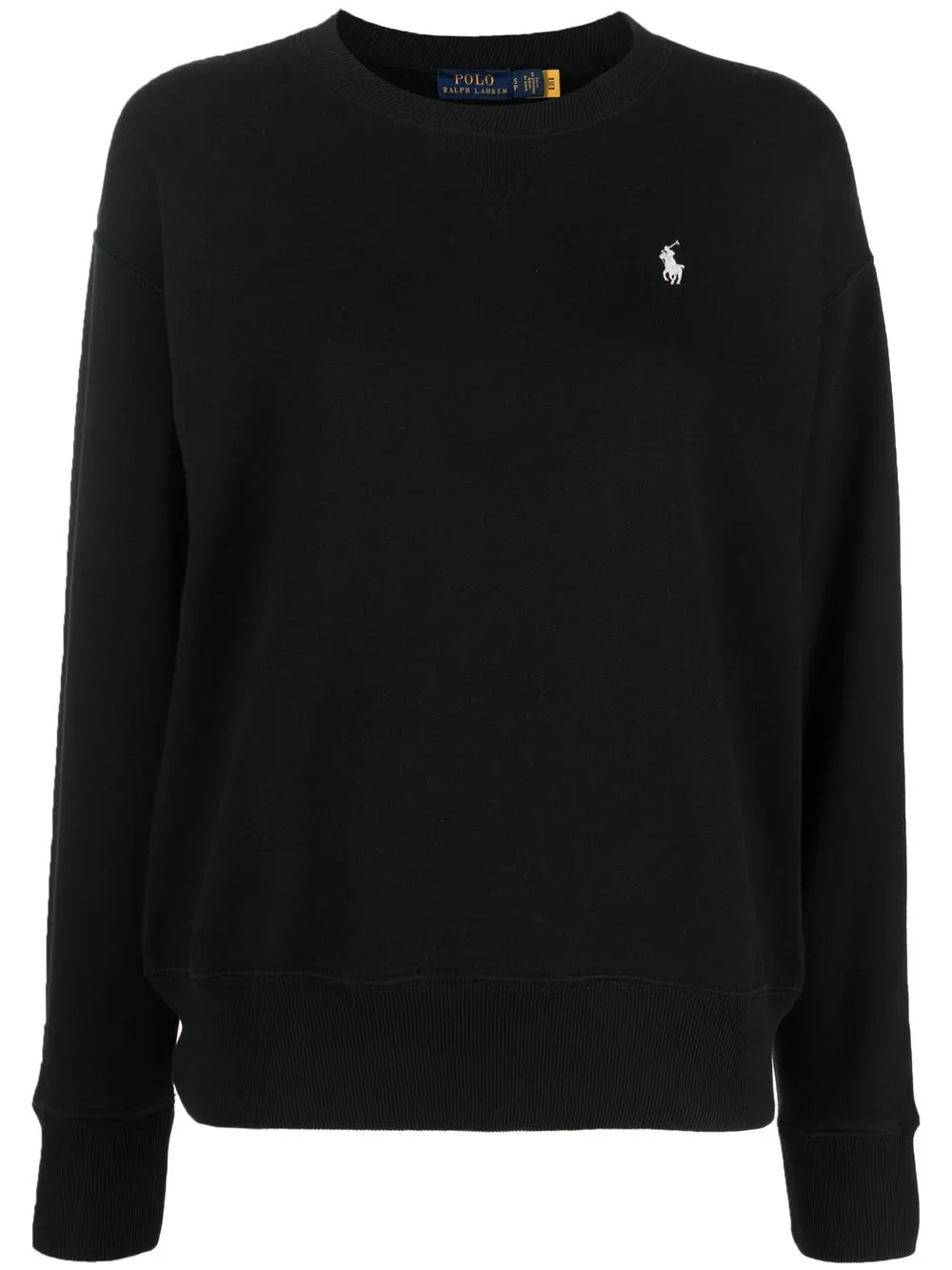 Polo Ralph Lauren Black Crewneck Sweatshirt With Exclusive Embroidered Pony In Black