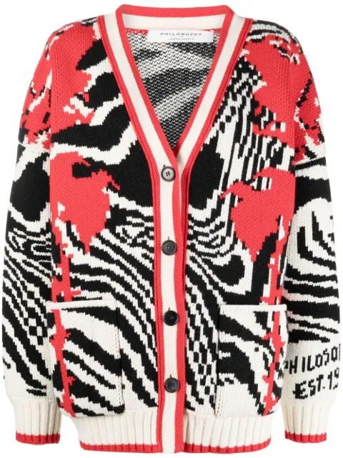 Philosophy Di Lorenzo Serafini zebra-pattern virgin wool cardigan