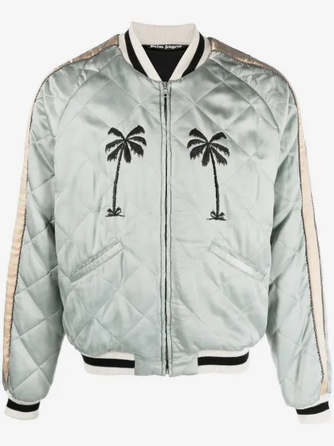 Palm Angels embroidered-motif quilted jacket