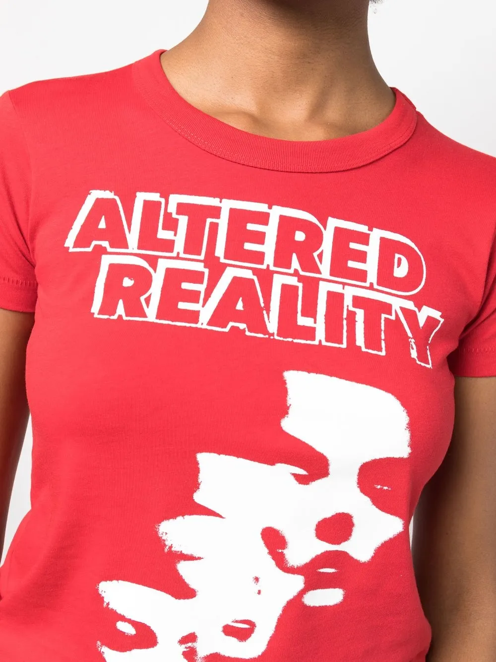 Shop Raf Simons Altered-reality Tight-fit T-shirt In 红色