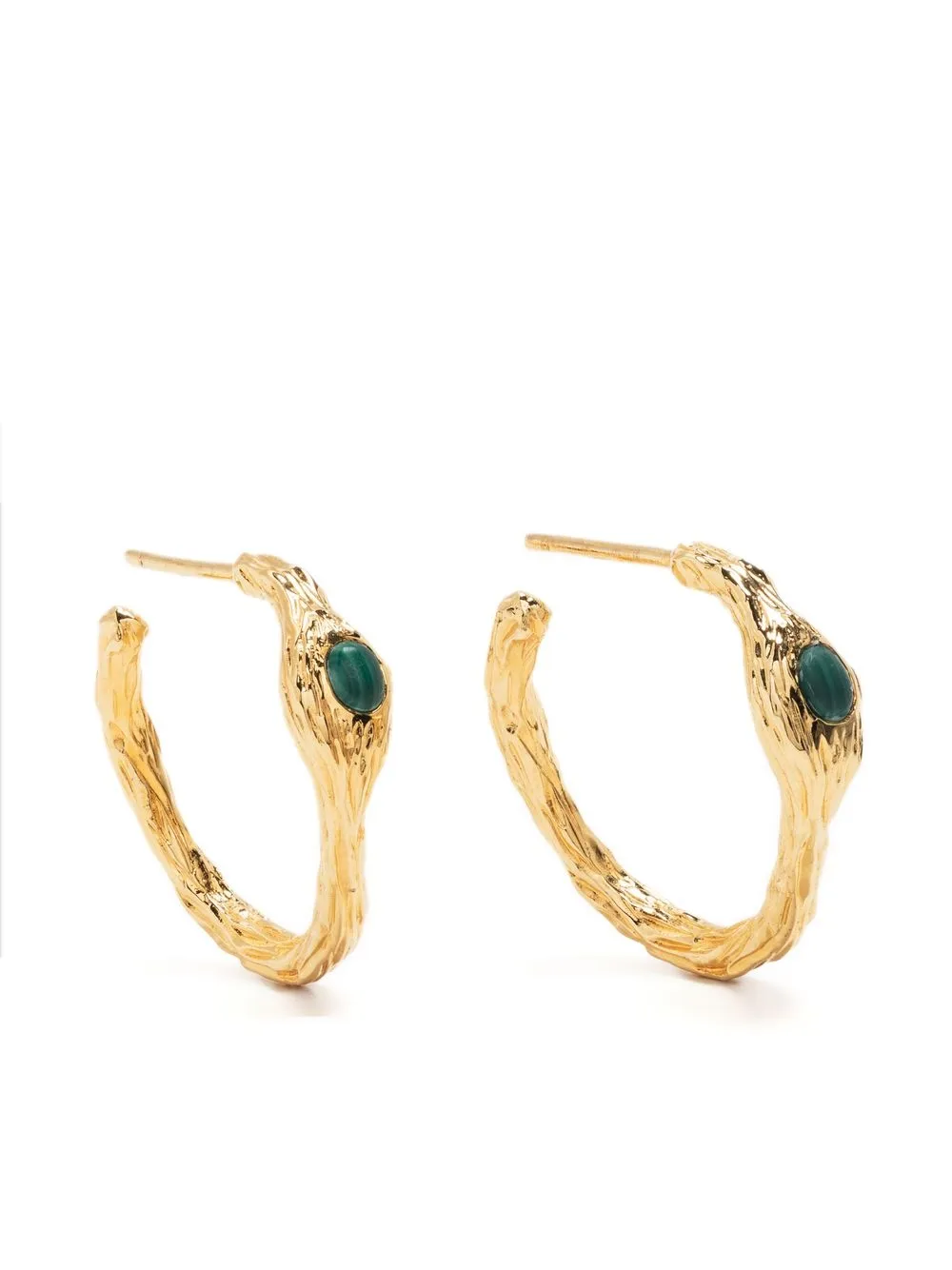 By Alona Gold-plated Ivy Malachite Hoop Earrings In Yellow