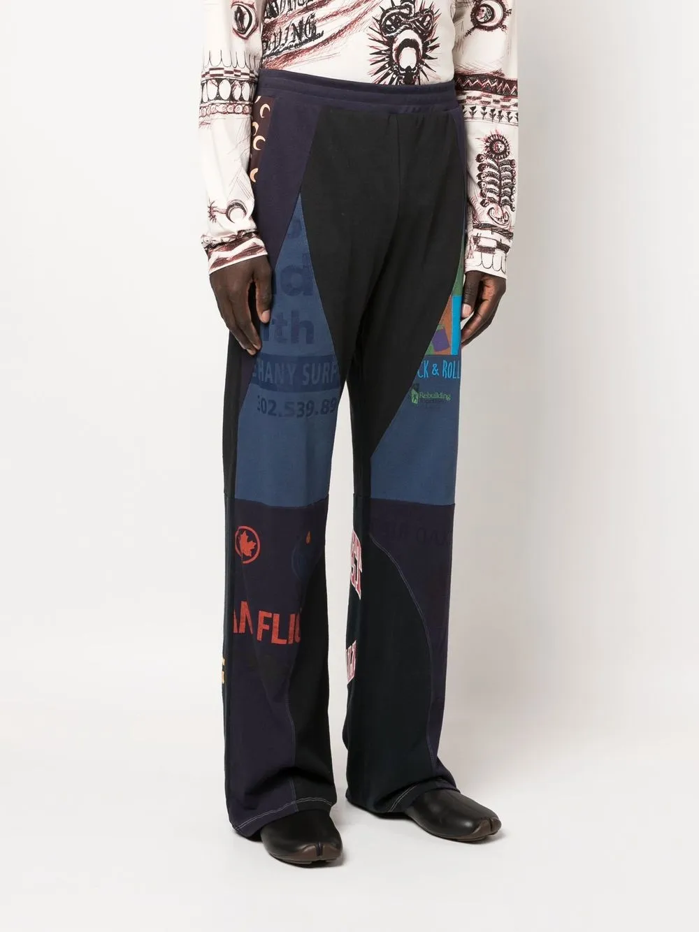 Marine Serre Blue Graphic T-shirts Track Pants In Blue