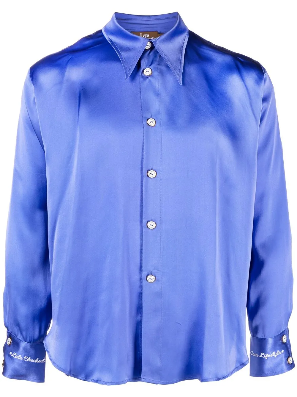 

Late Checkout camisa manga larga con logo bordado - Azul