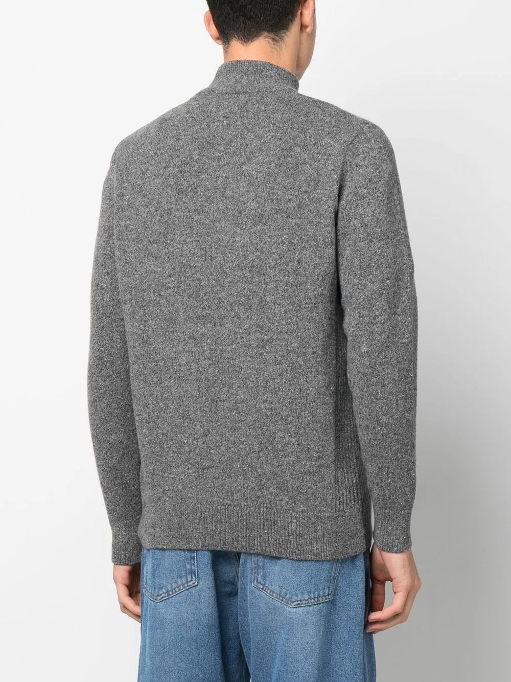 BARBOUR MELANGE-EFFECT HALF-ZIP SWEATER