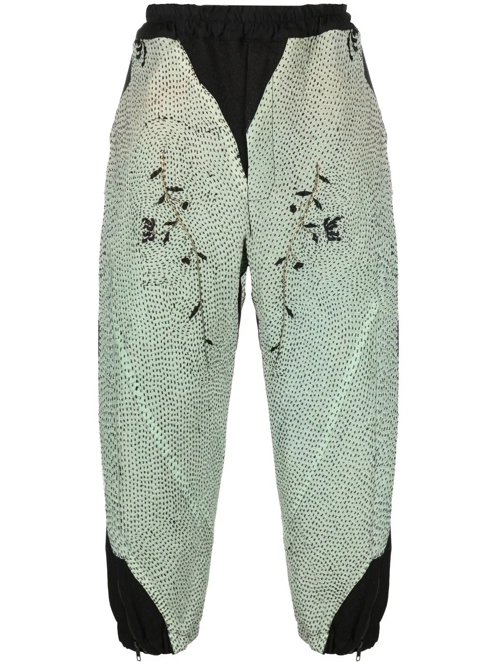 

By Walid Harley floral-embroidered pinstripe trousers - Black
