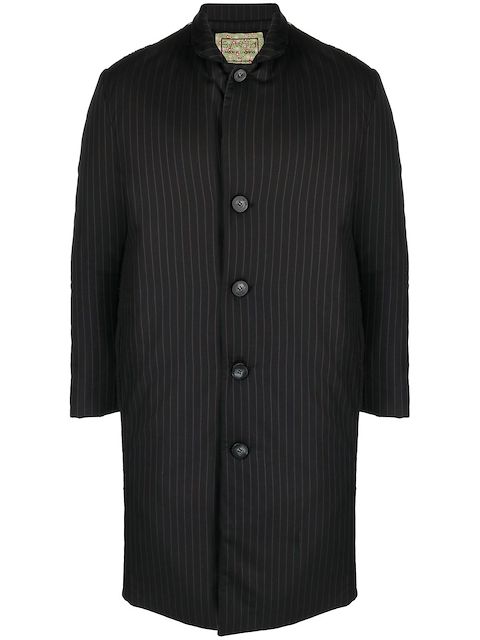 By Walid Gil floral-embroidered pinstripe coat