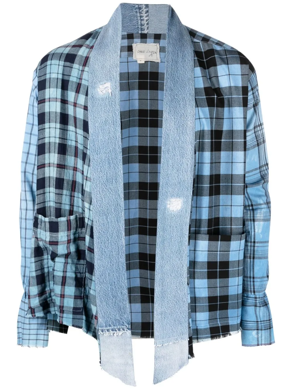 

Greg Lauren camisa con estampado de cuadros - BLUE