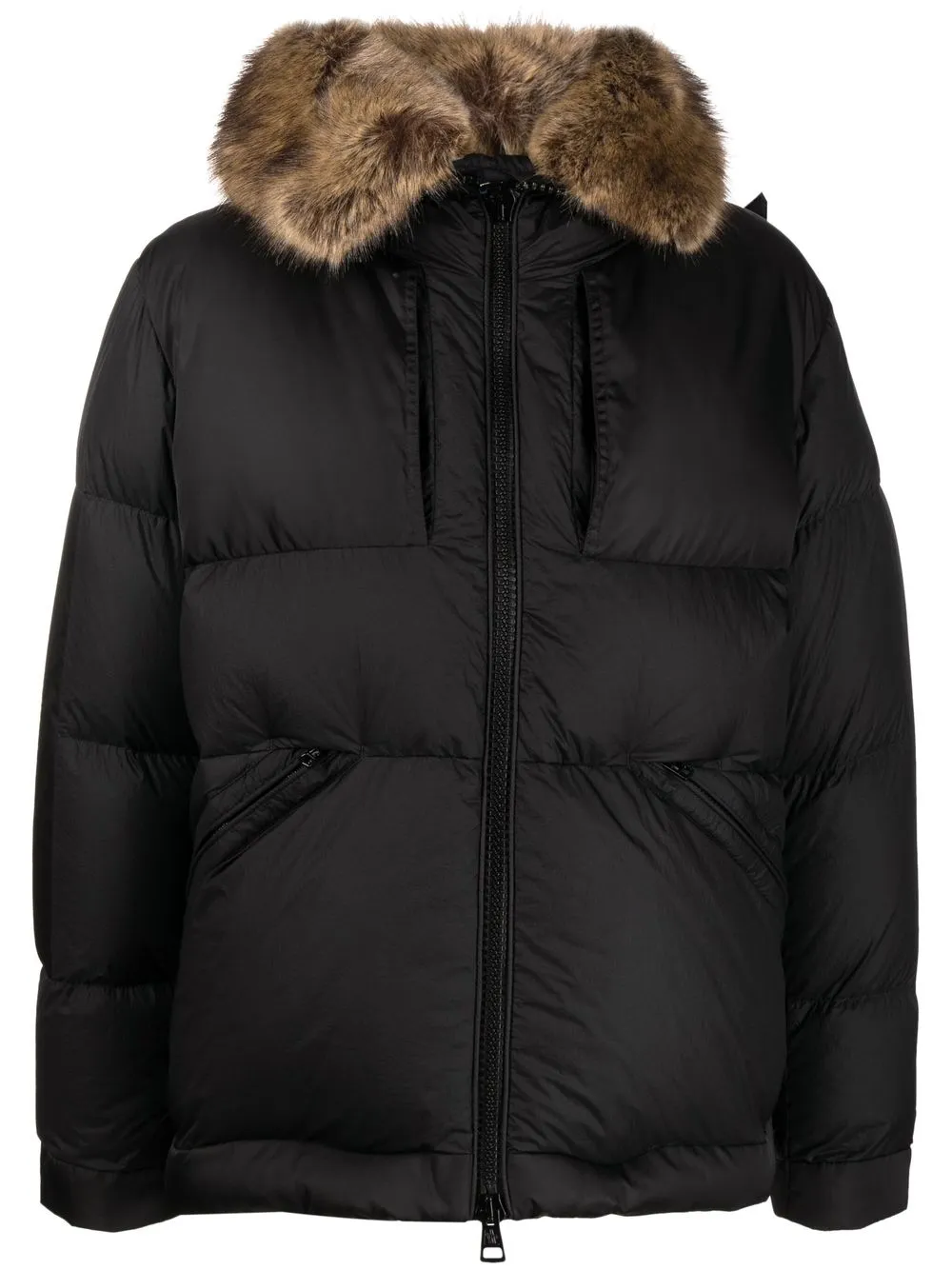 

Moncler abrigo con capucha y parche del logo - Negro