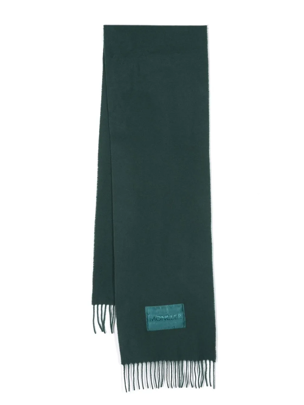 

Moncler logo-patch wool scarf - Green