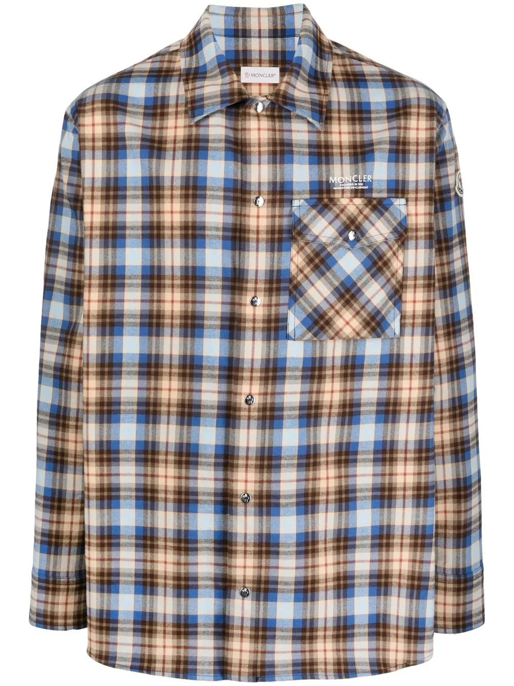 

Moncler camisa con cuadros estampados - Azul