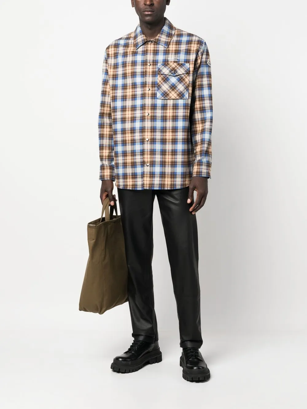 Moncler Geruit overhemd - Blauw