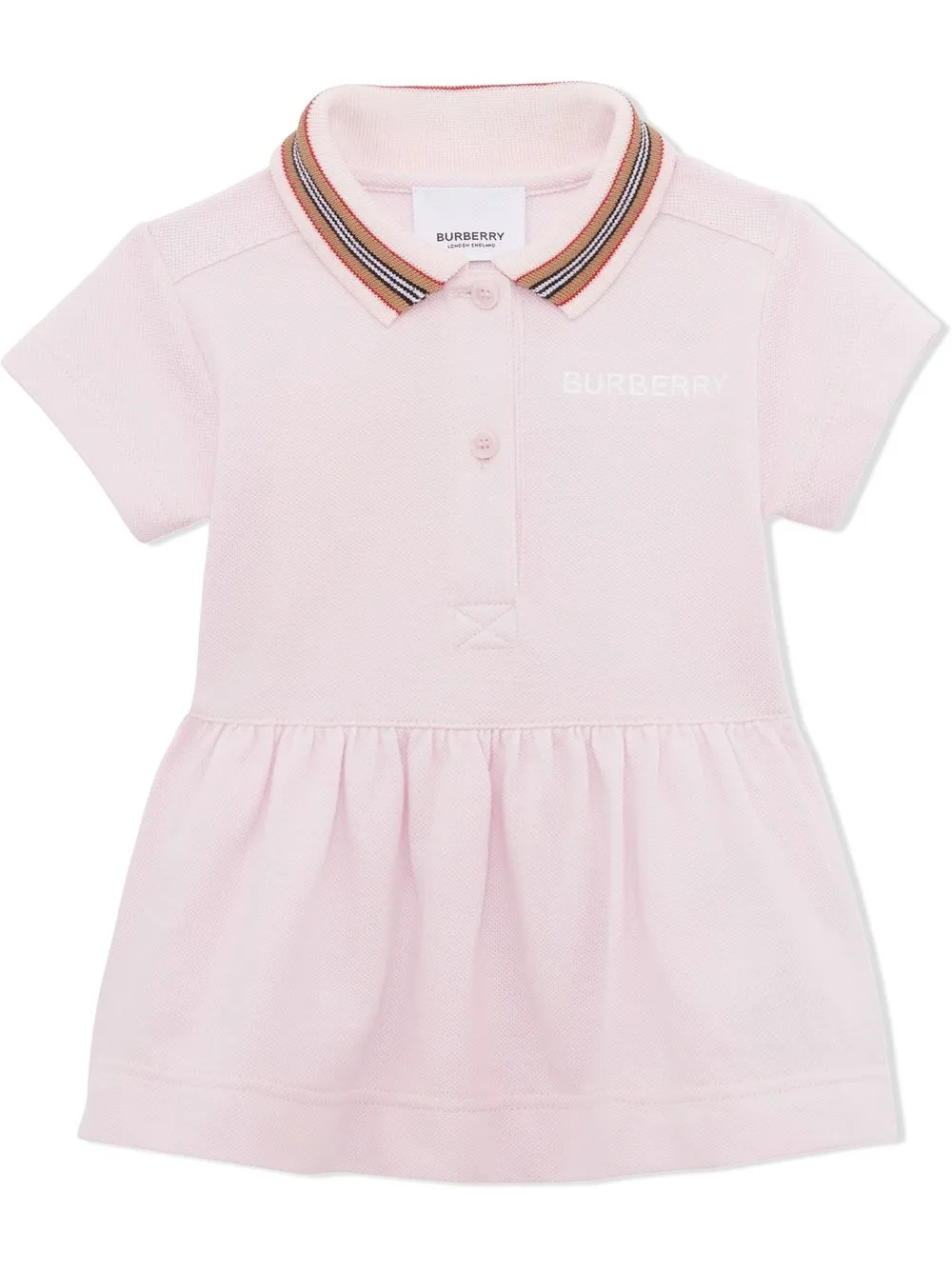 

Burberry Kids vestido camisero estilo playera tipo polo - Rosado
