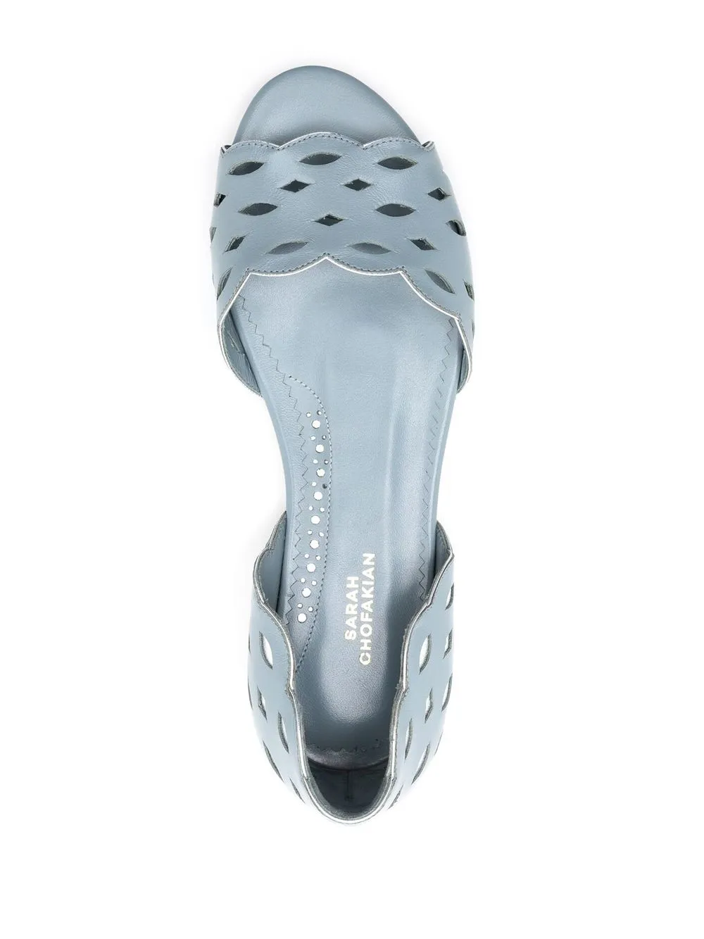Sarah Chofakian Vivienne Perforated-detail Sandals In Blue