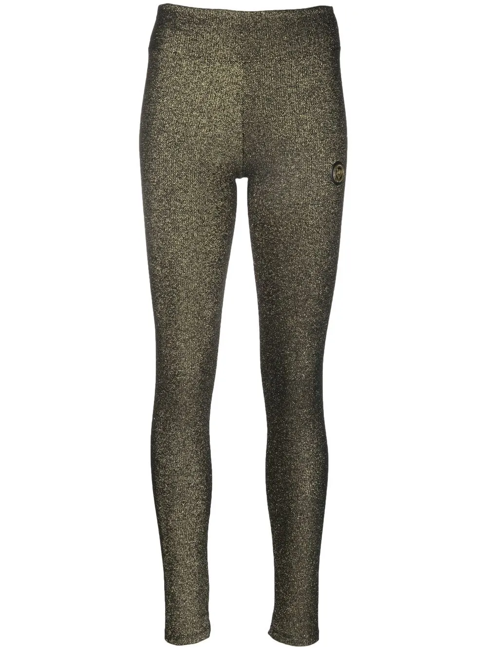 

Plein Sport metallic logo-patch leggings - Gold