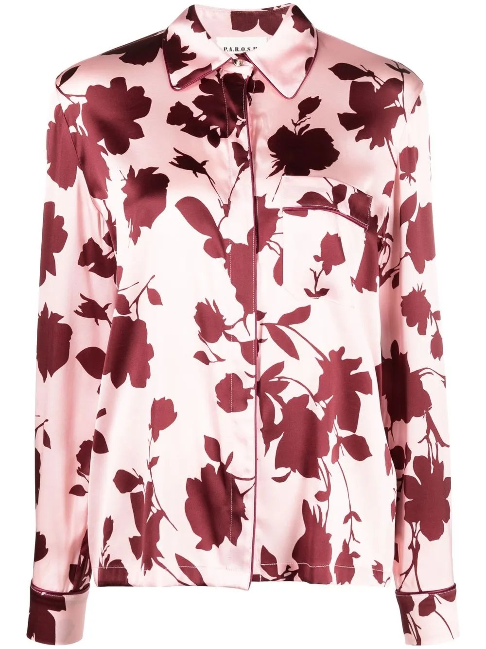 

P.A.R.O.S.H. floral-print silk shirt - Pink