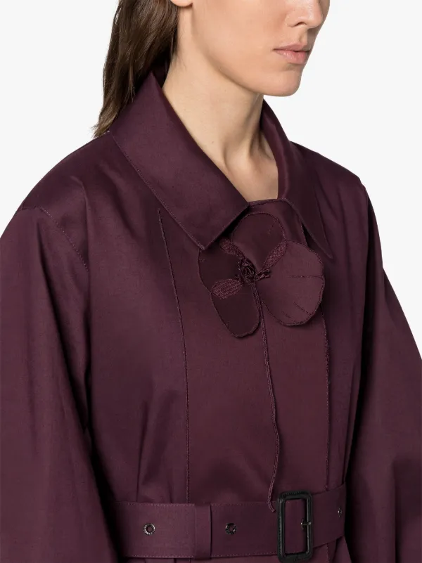 CECILIE BAHNSEN Helen Bordeaux Bonded Cotton Coat