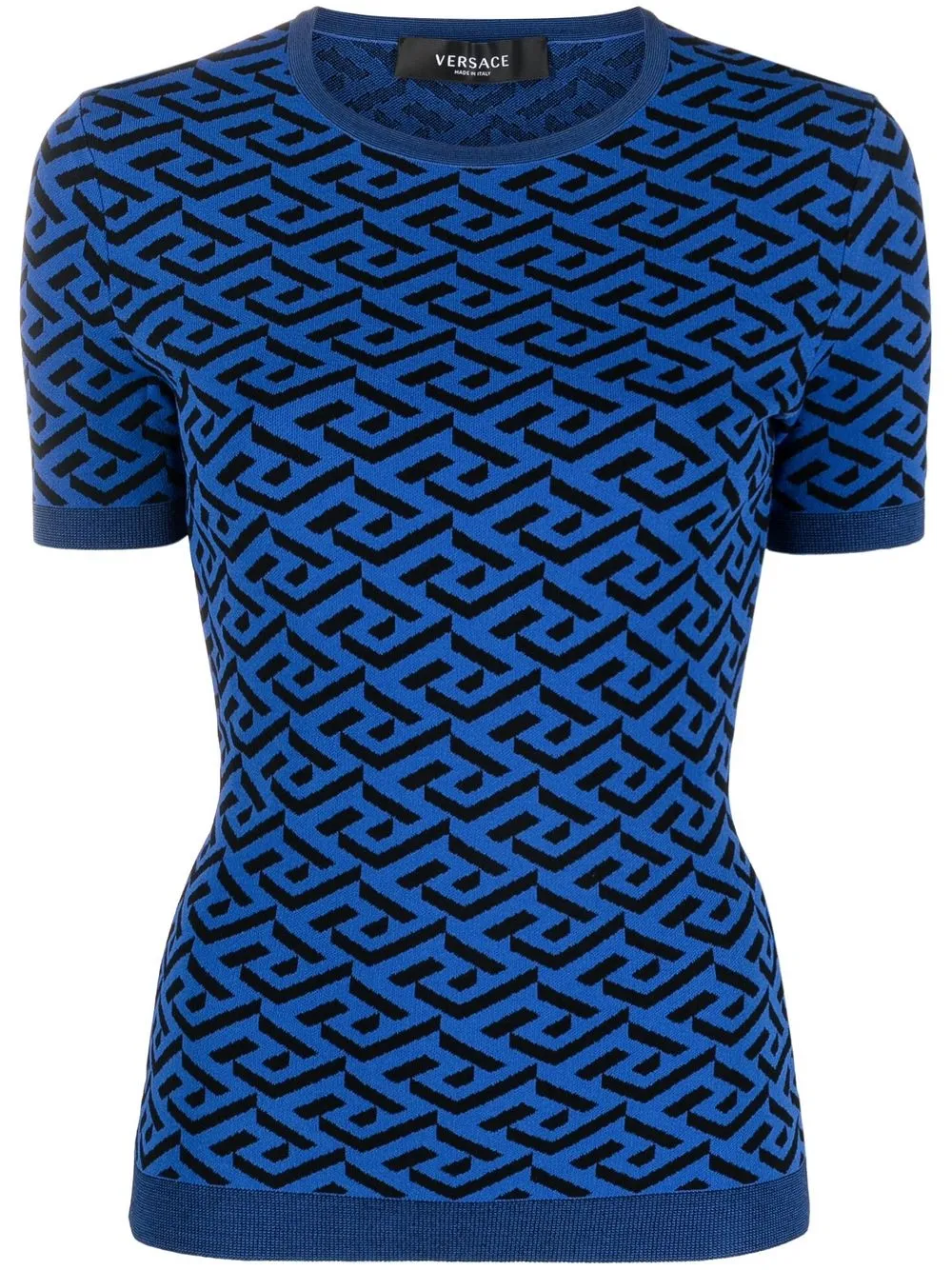 

Versace top tejido con motivo La Greca - Azul