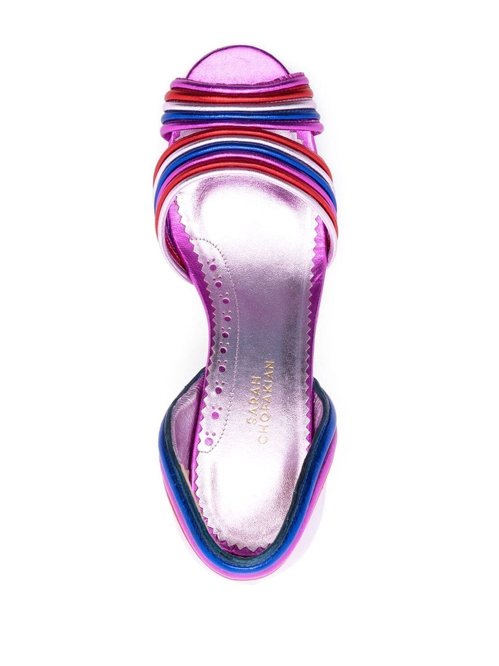 Shop Sarah Chofakian Yoko 75mm Striped Sandals In Purple