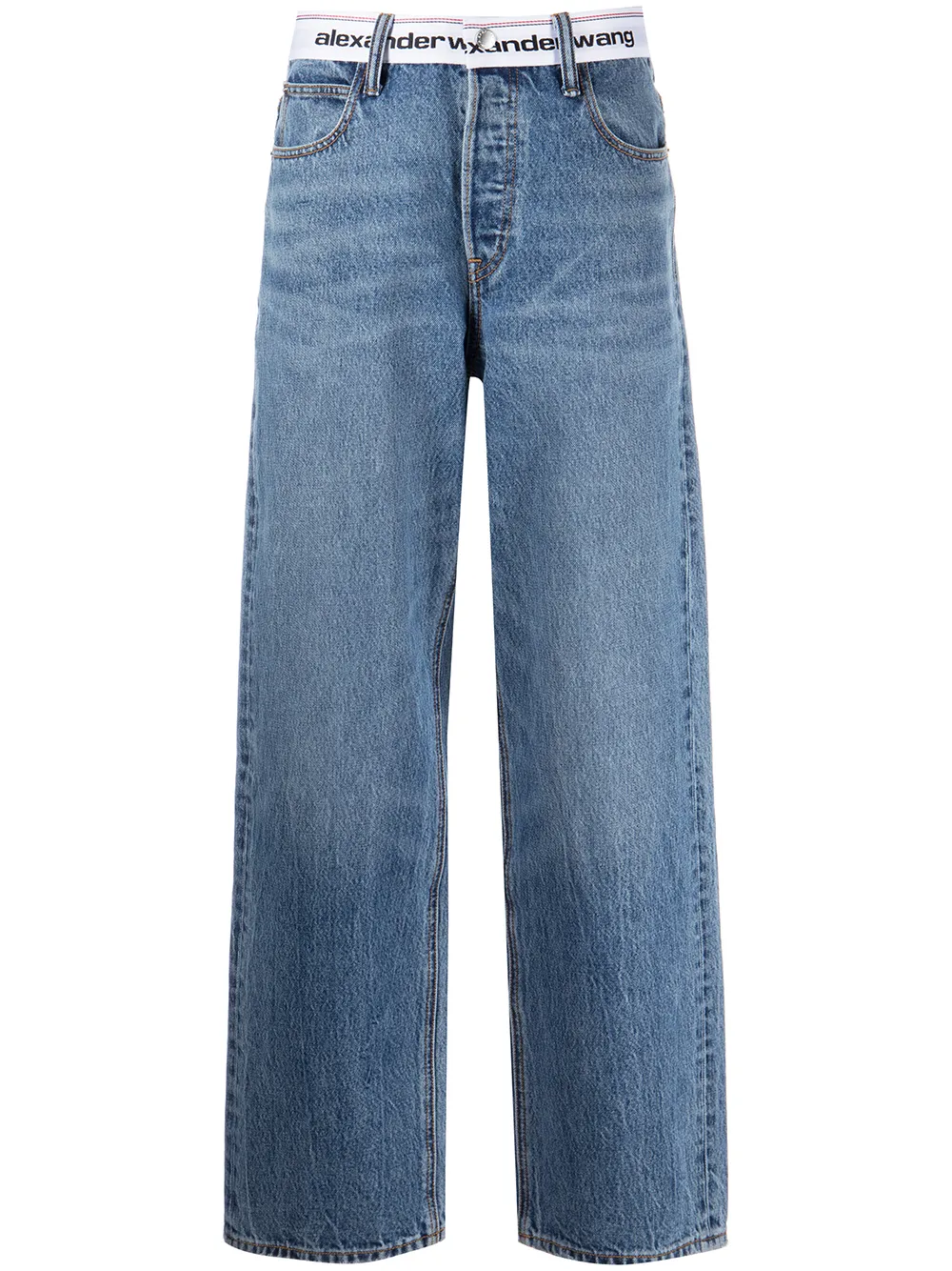 

Alexander Wang logo webbing straight-leg jeans - Blue