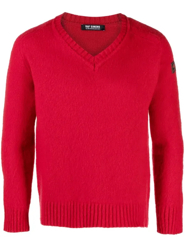 Raf Simons V-neck Knitted Jumper - Farfetch