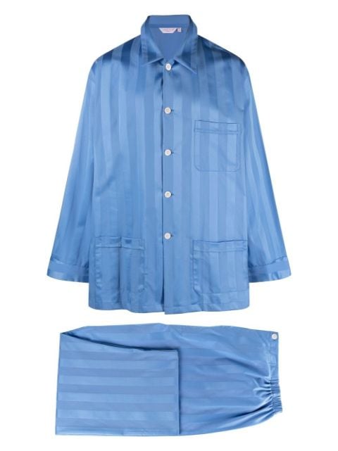 Derek Rose Lingfield striped cotton pyjama set