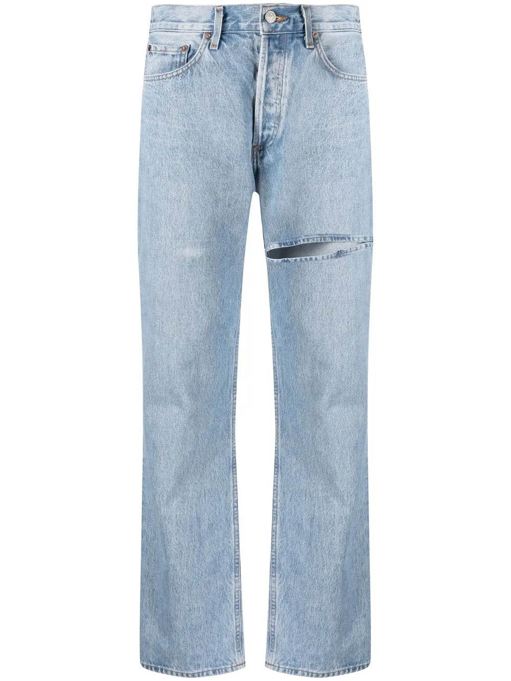 

AGOLDE slit-detail jeans - Clash pale indigo wmarble