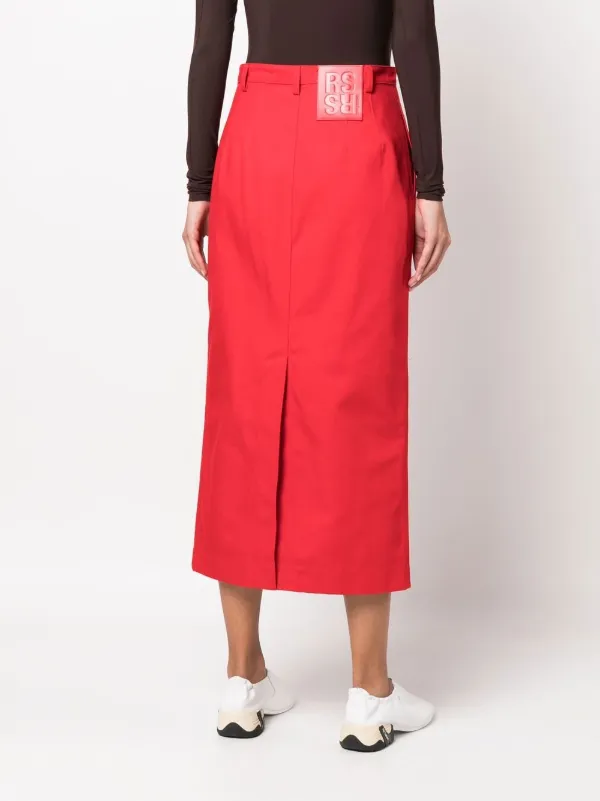 Raf Simons ボタン デニムスカート | レッド | FARFETCH JP