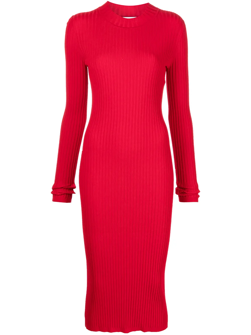 

St. John ribbed knitted midi dress - Red