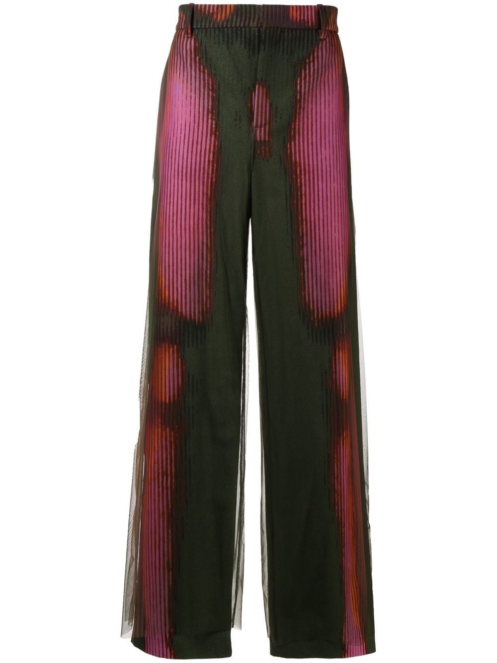 Shop Y/project Mesh-overlay Body-print Trousers In 绿色