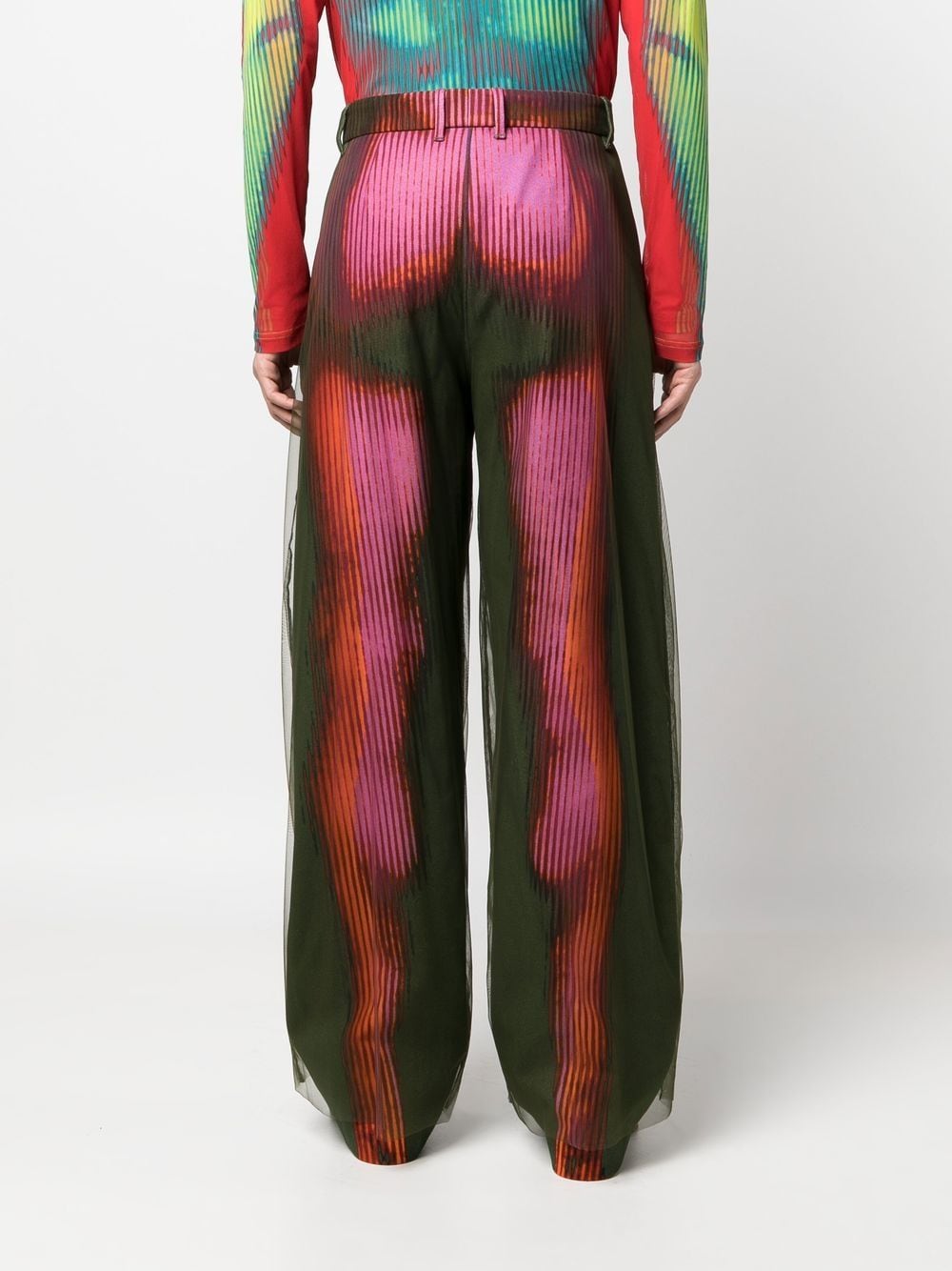 Shop Y/project Mesh-overlay Body-print Trousers In 绿色