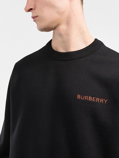 Burberry TB logo-embroidered crew-neck sweatshirt black | MODES