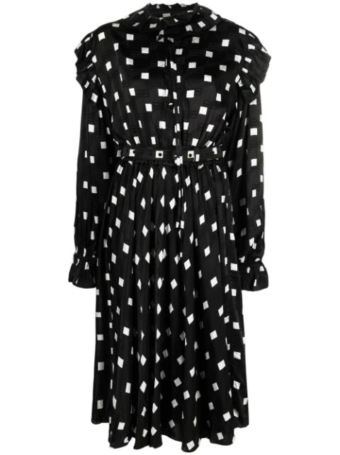 Balenciaga ruffle spot-print midi dress Women