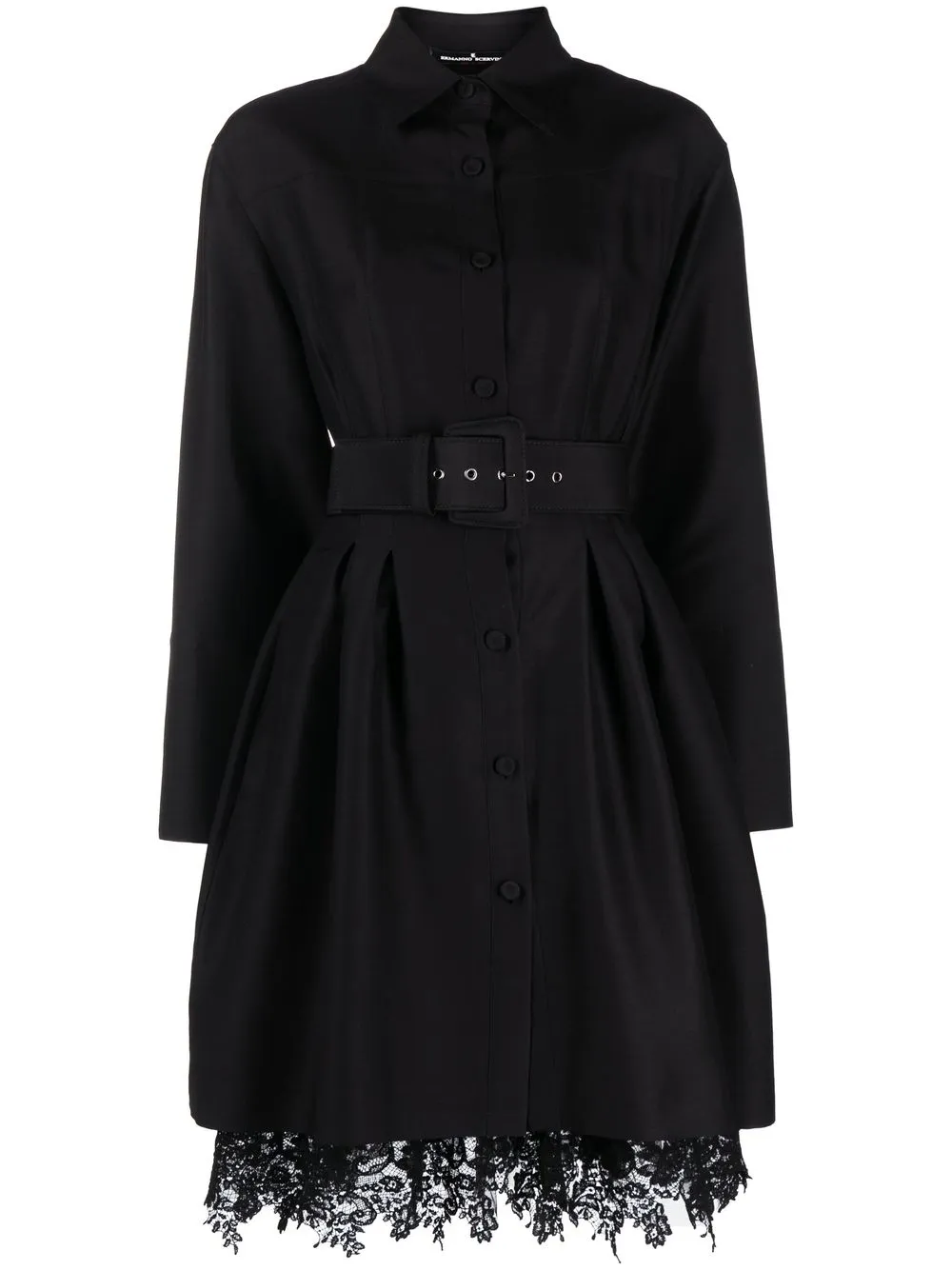 

Ermanno Scervino lace-trim belted shirt dress - Black