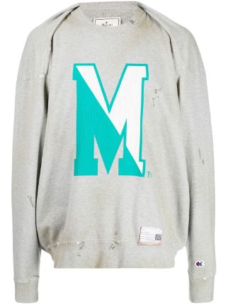 Maison Mihara Yasuhiro logo-print Distressed Sweatshirt - Farfetch