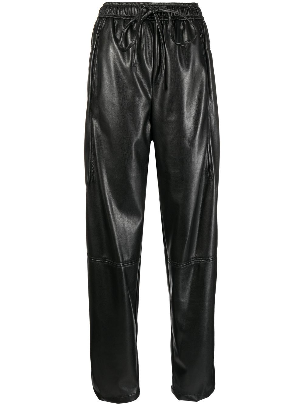 faux-leather drawstring trousers