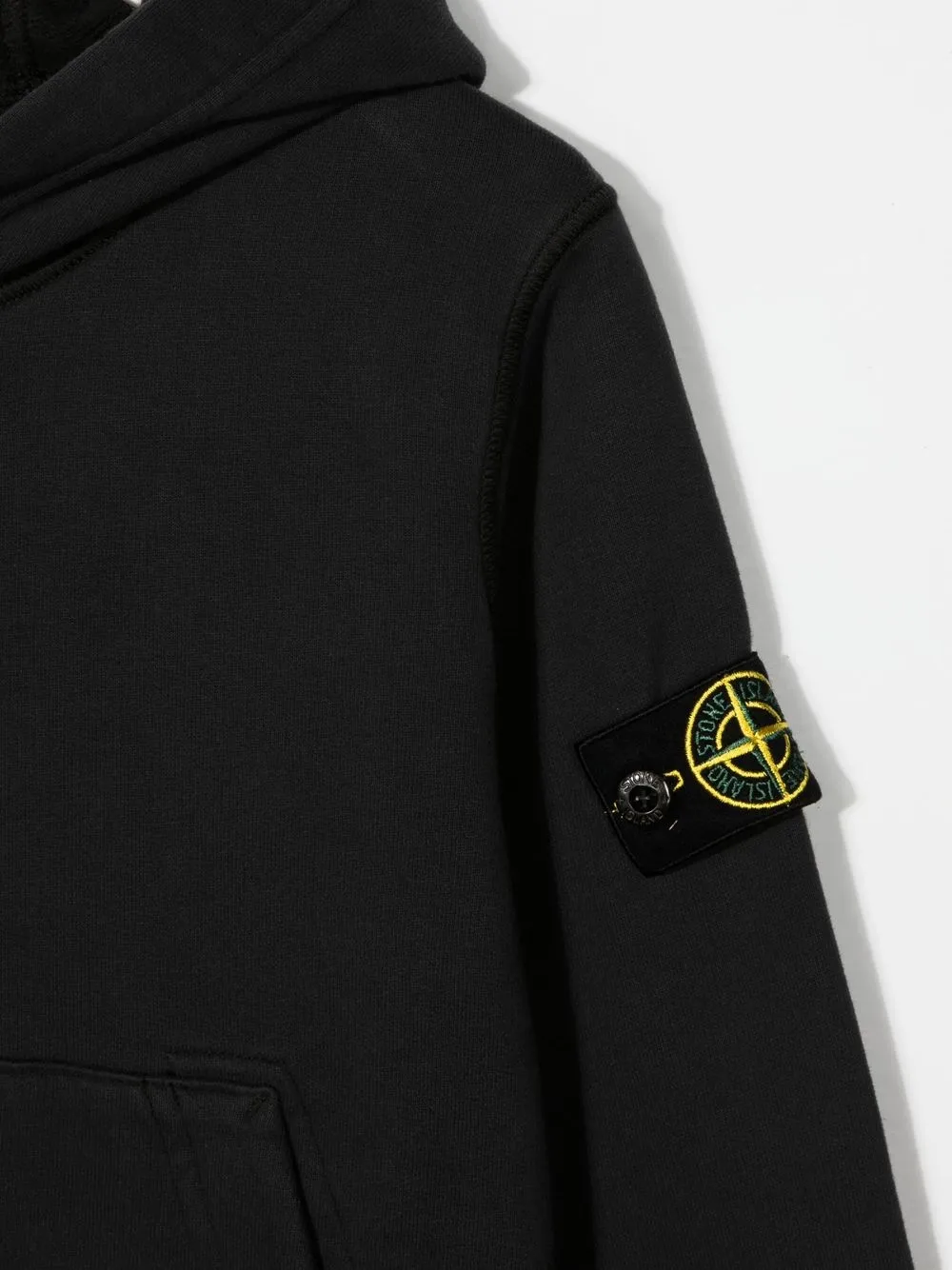  Stone Island Junior Compass-patch Pullover Hoodie - Black 